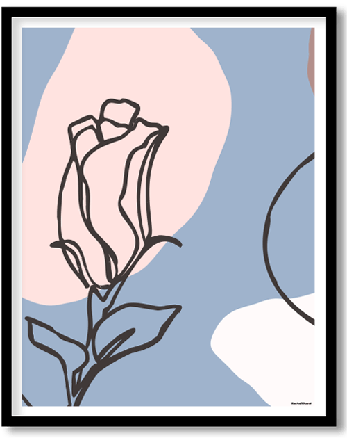 Rose line drawing flower