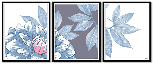 Flowers set of 3