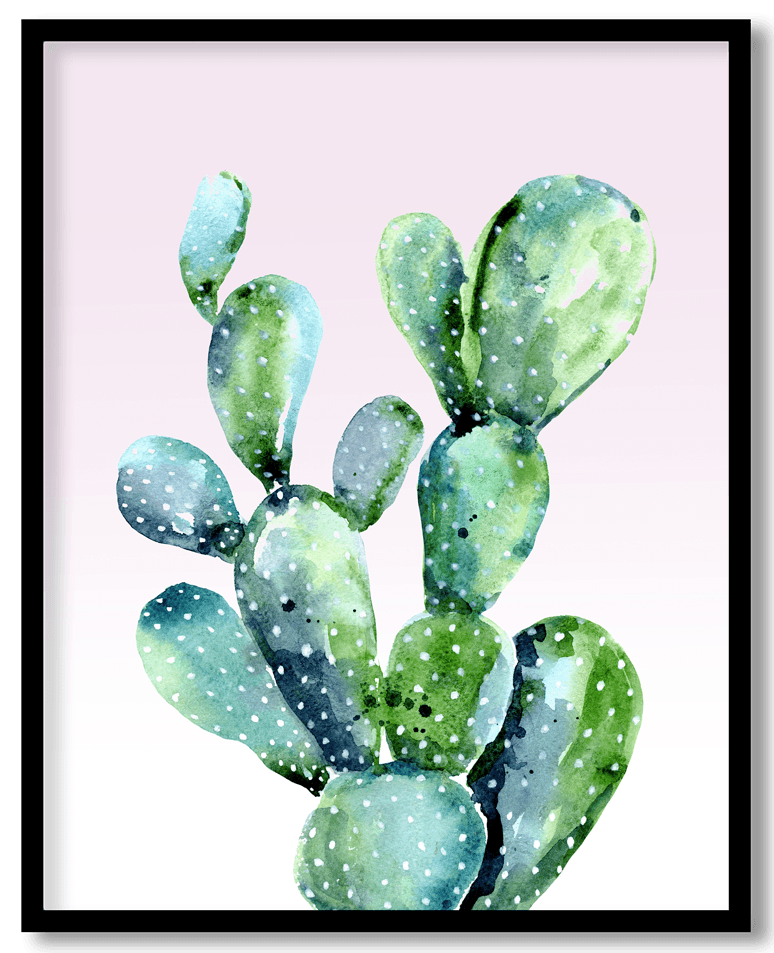 Watercolor green cactus