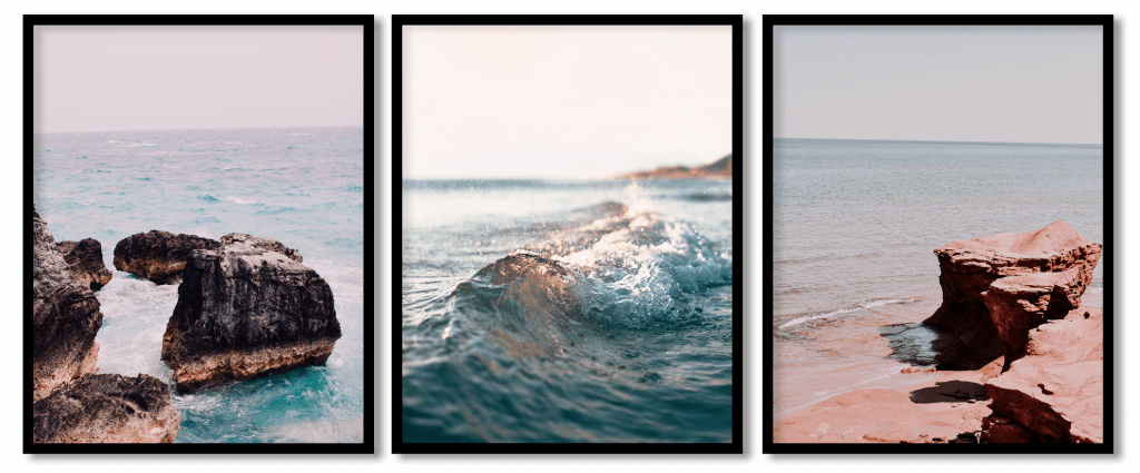 Set of 3 beach and ocean wave