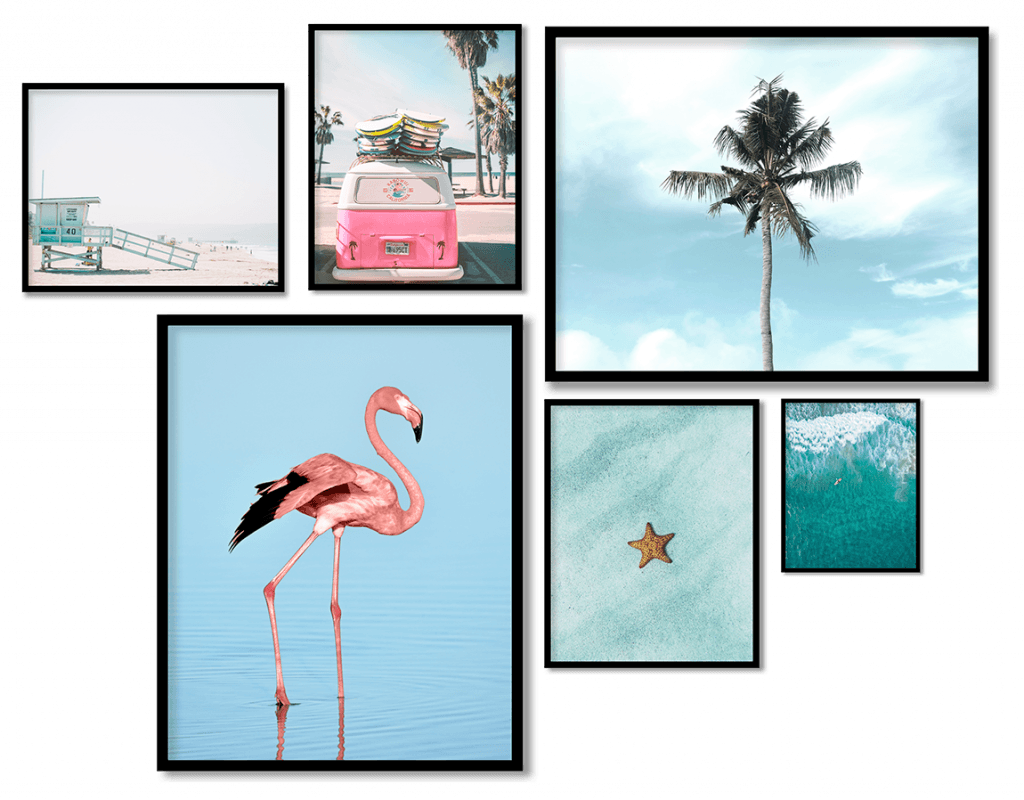 Set of 6 sky blue beach theme