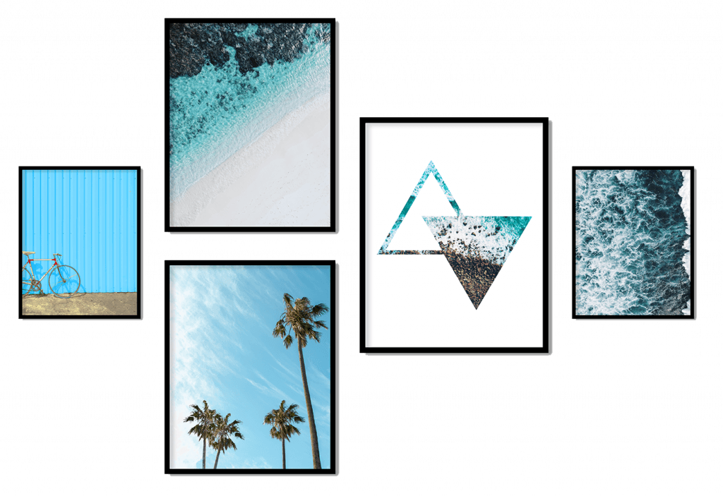 Set of 5 blue coastal theme