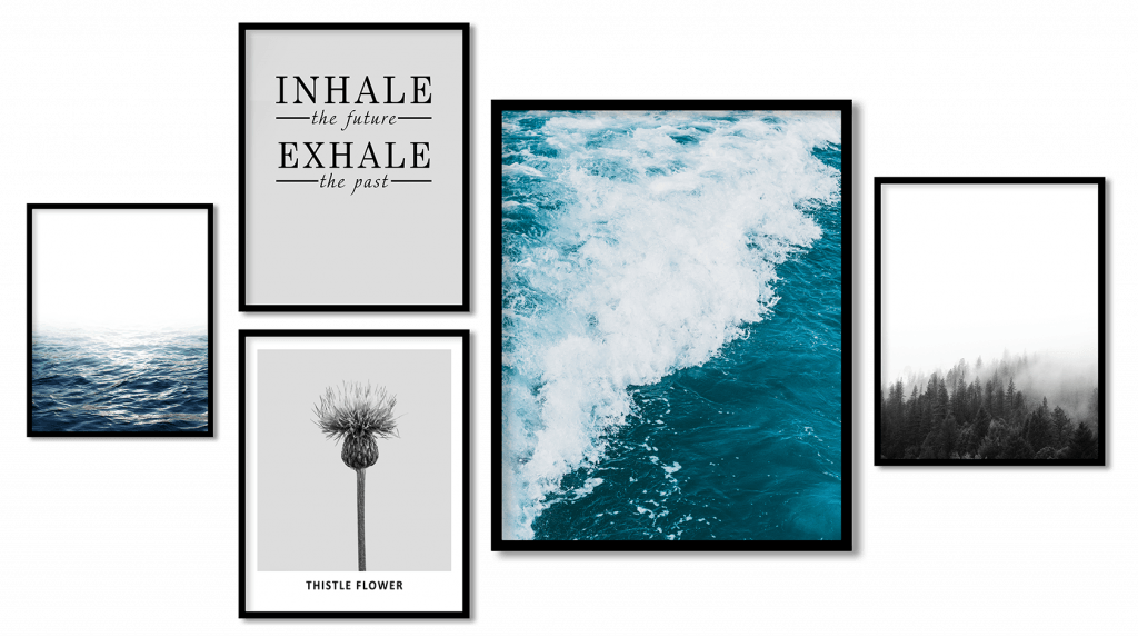 Set of 5 thistle flower forest and seascape