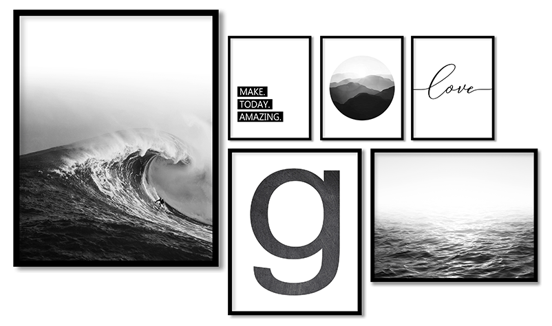 Set of 6 scenery seascape and quotes