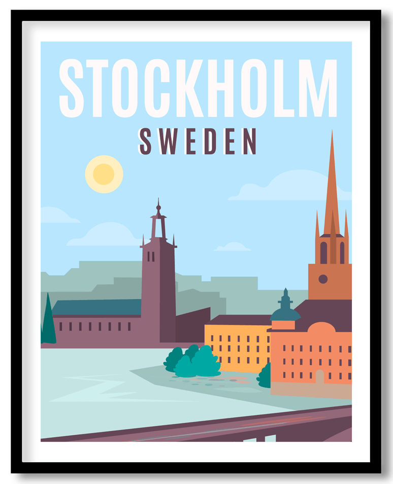 Stockholm sweden travel poster
