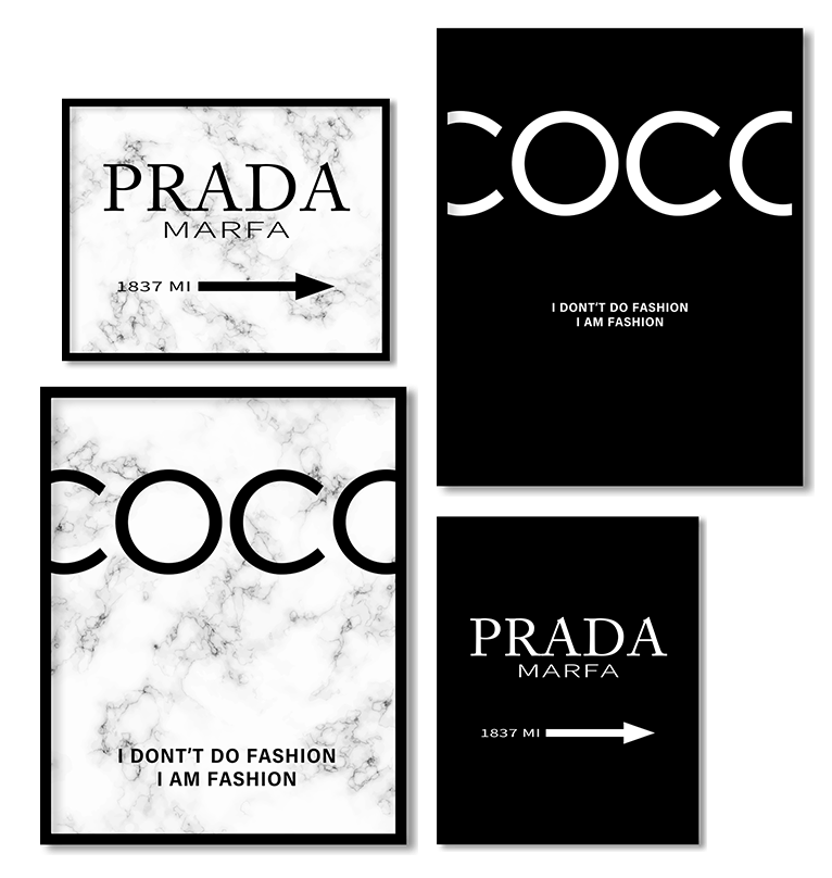 Set of 4 prada and coco chanel quotes