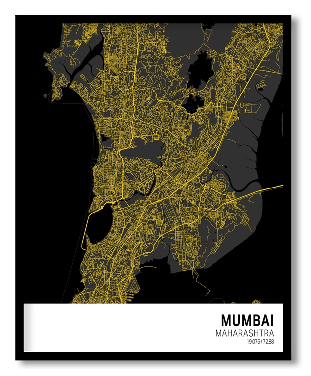 Strip below poster yellow map of Mumbai