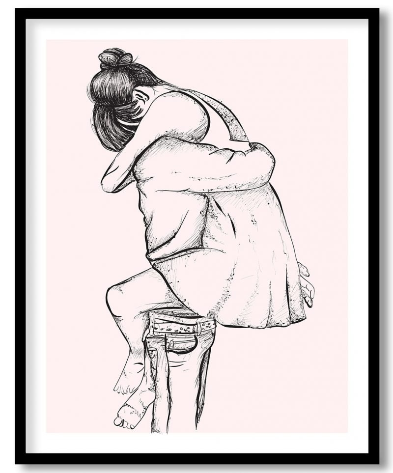 Couple love line drawing