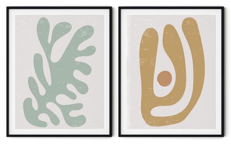 Set of 2 orange green Matisse elements #2