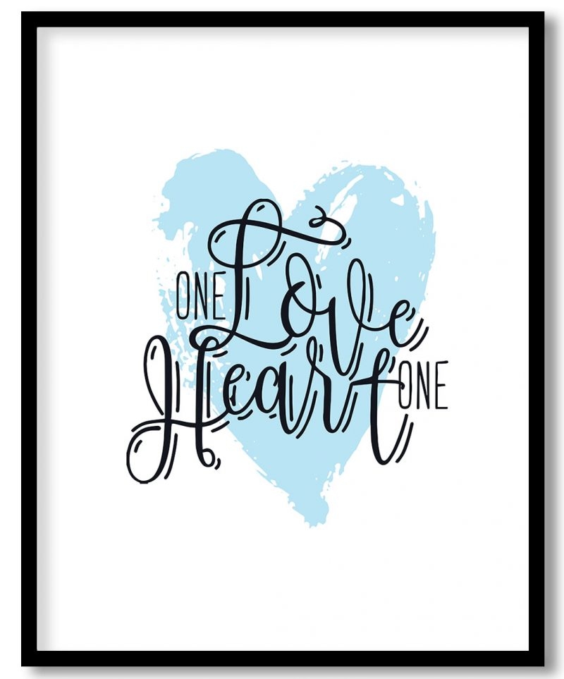 One love one heart with blue heart