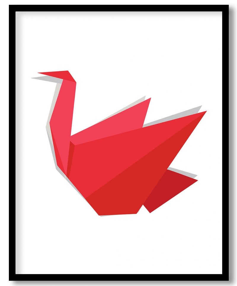 Red geometric paper bird