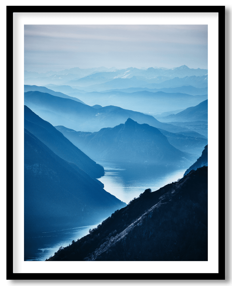 Dark blue foggy mountain