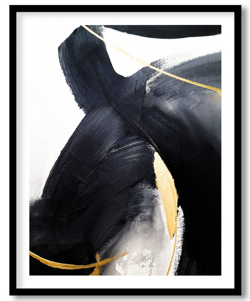 Black and gold brushstroke veneer