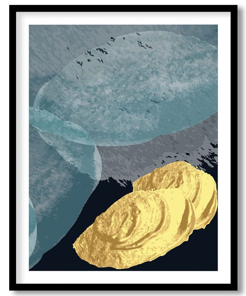 Inflated gold and blue modern abstract  #101