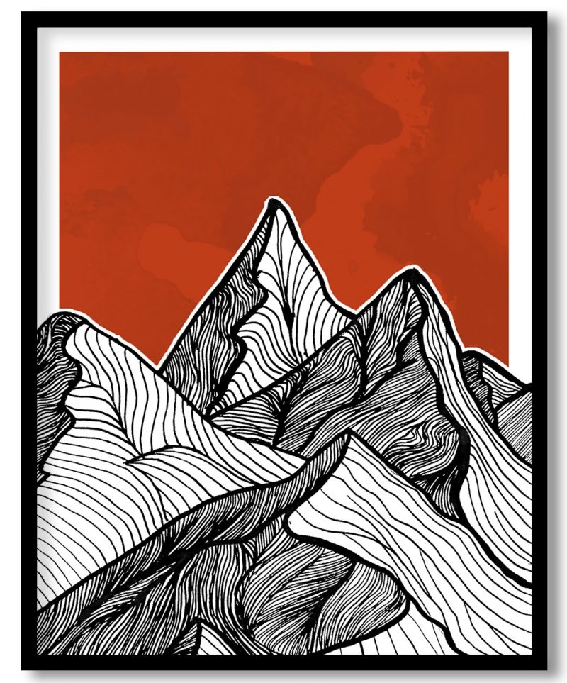 Delineation black distant mountains