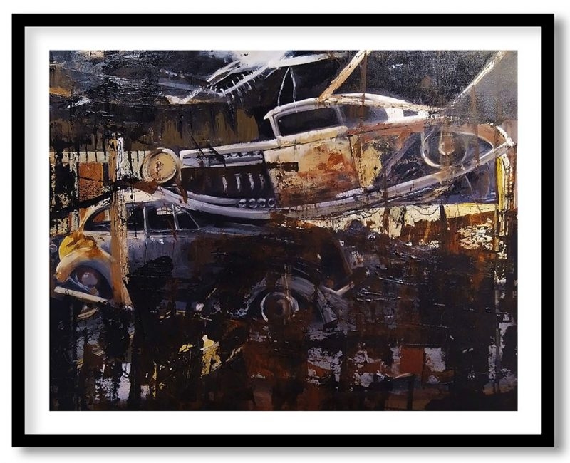 Abstract messed vehicle