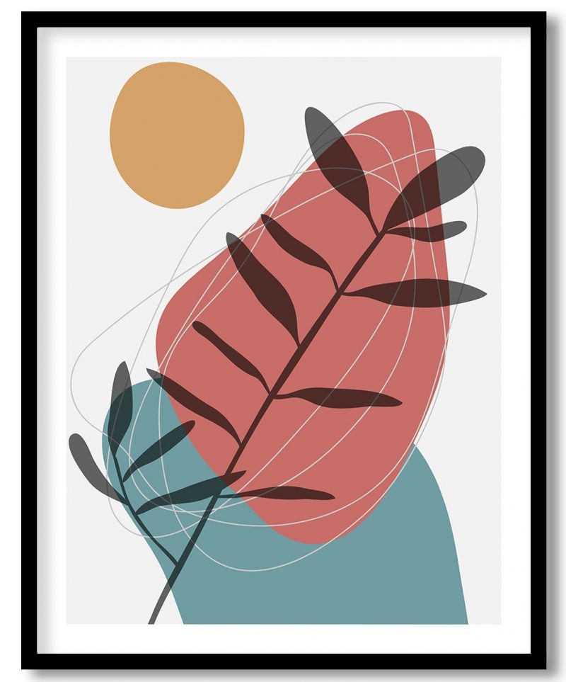 Colorful dark botanical plants silhouette modern abstract #16