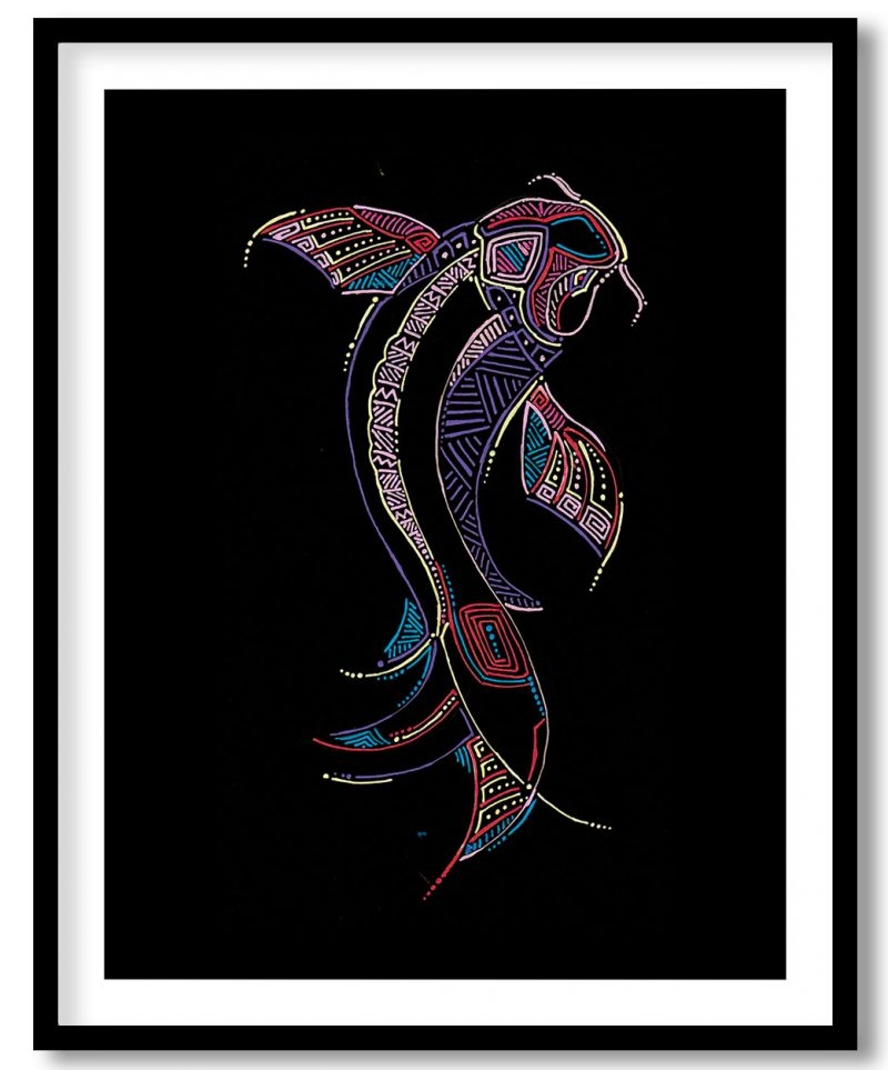 Abstract line drawing geometrical fish