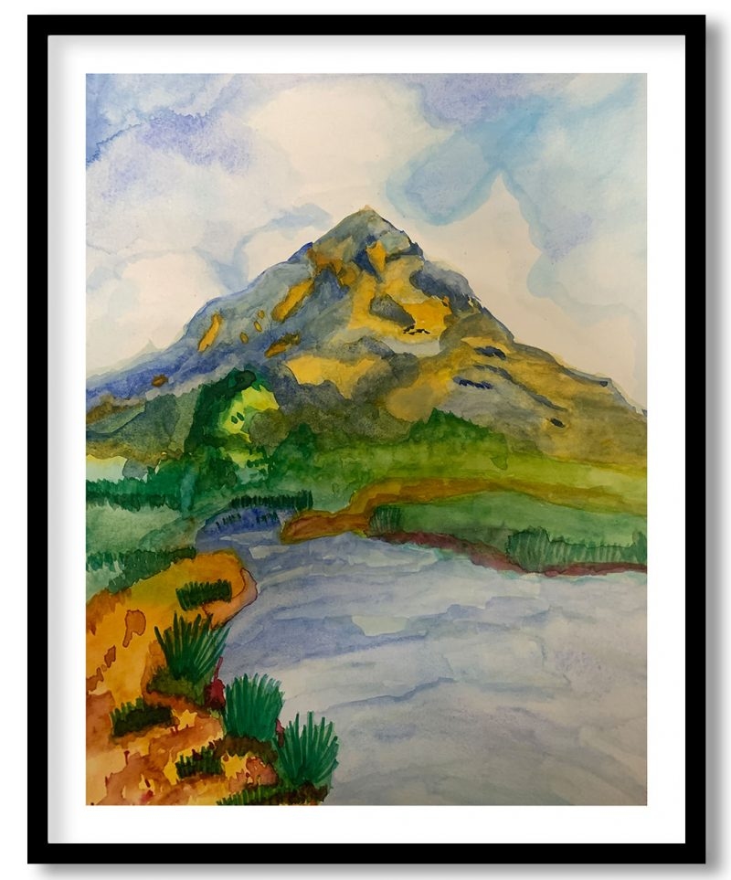 Watercolor abstract mountain