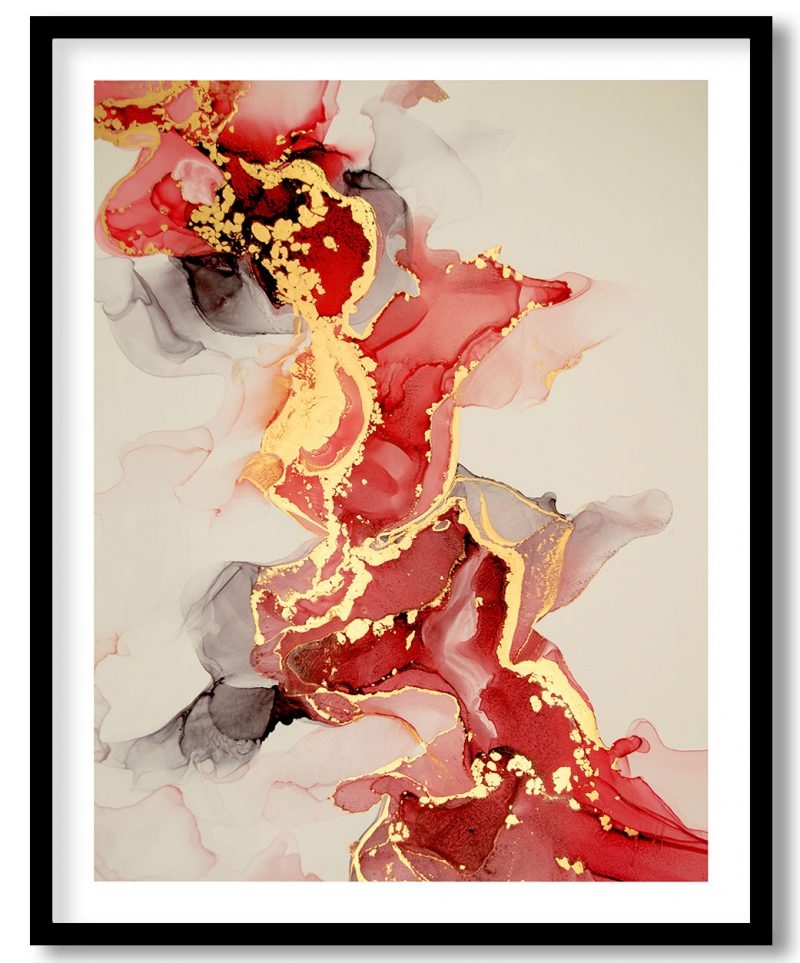 Modern red fluid oriental abstract art