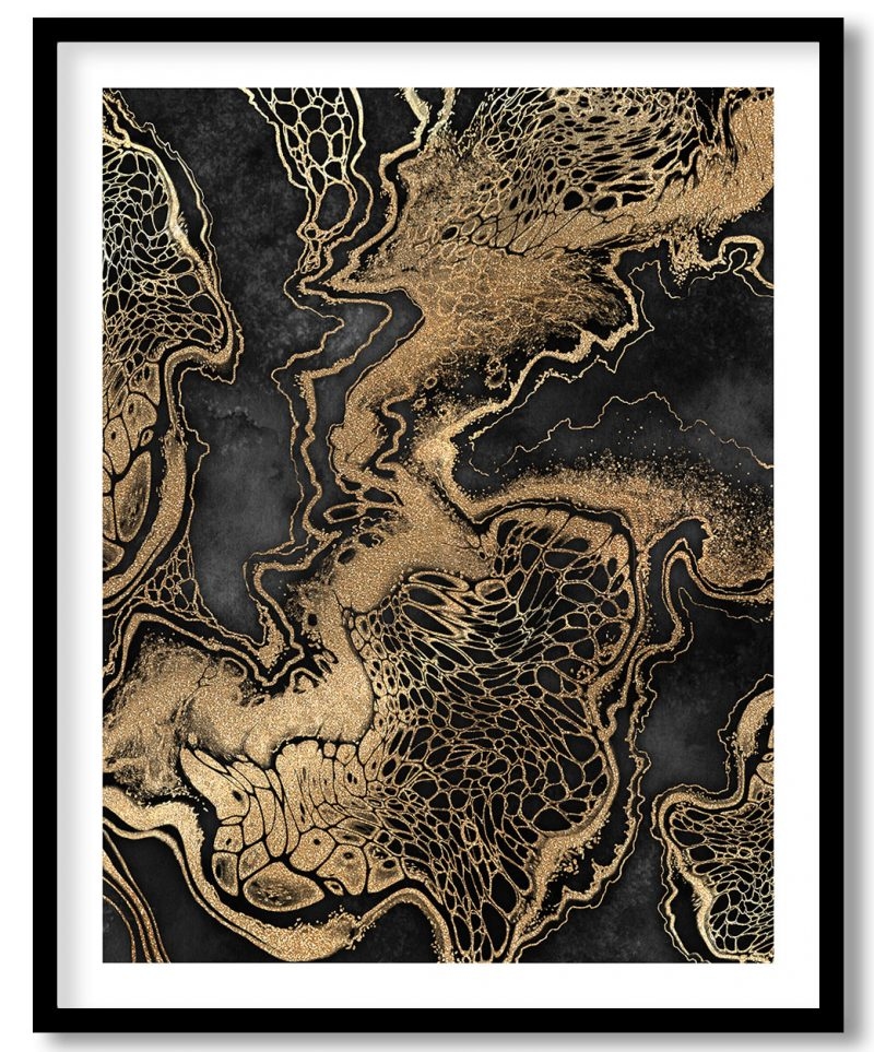 Modern black gold marble abstract