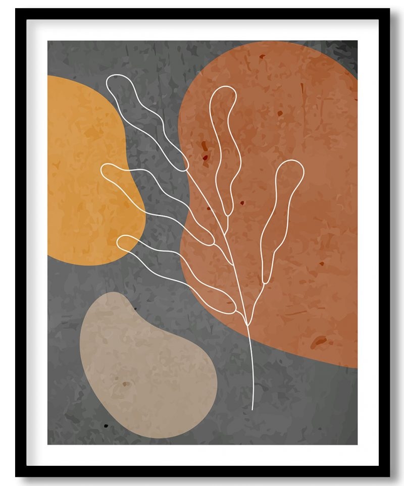 Abstract white line drawing leaf #85