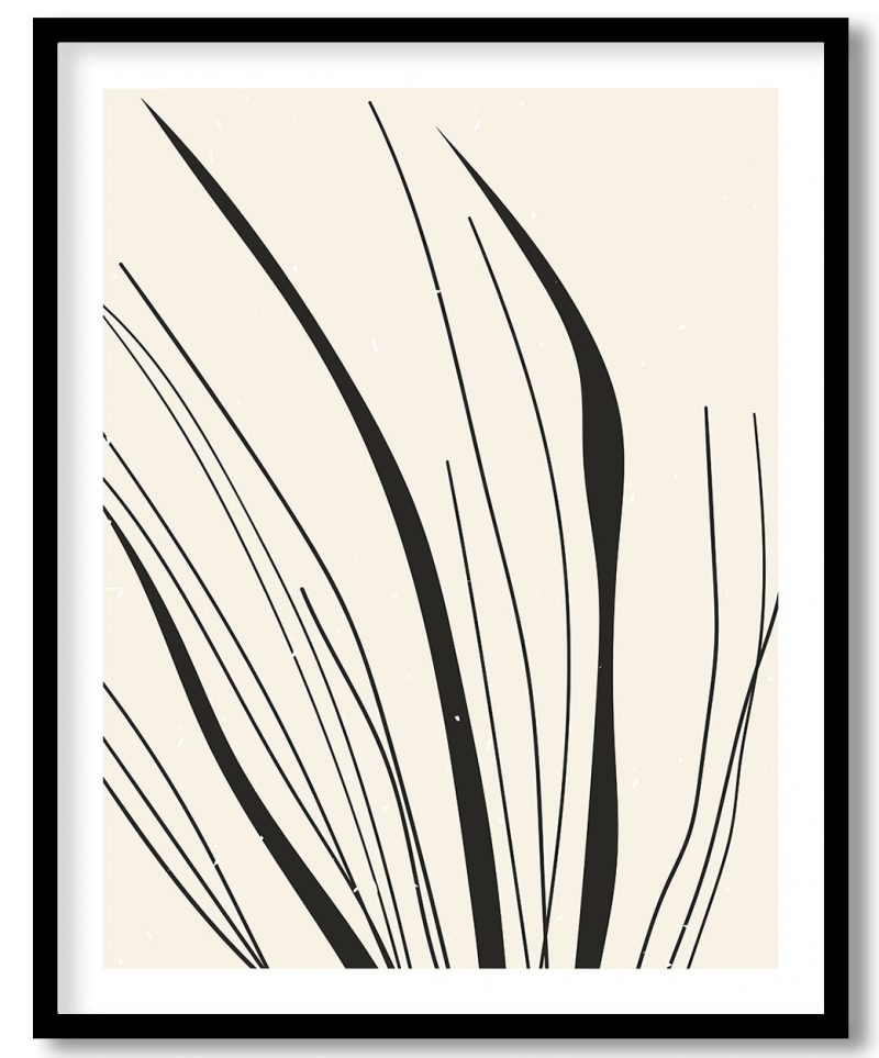 Abstract dark boho water reeds