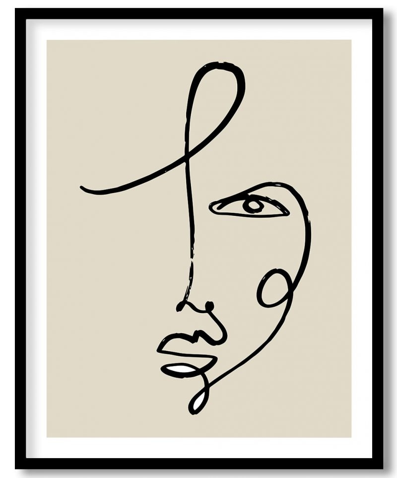 Abstract line drawing face figure