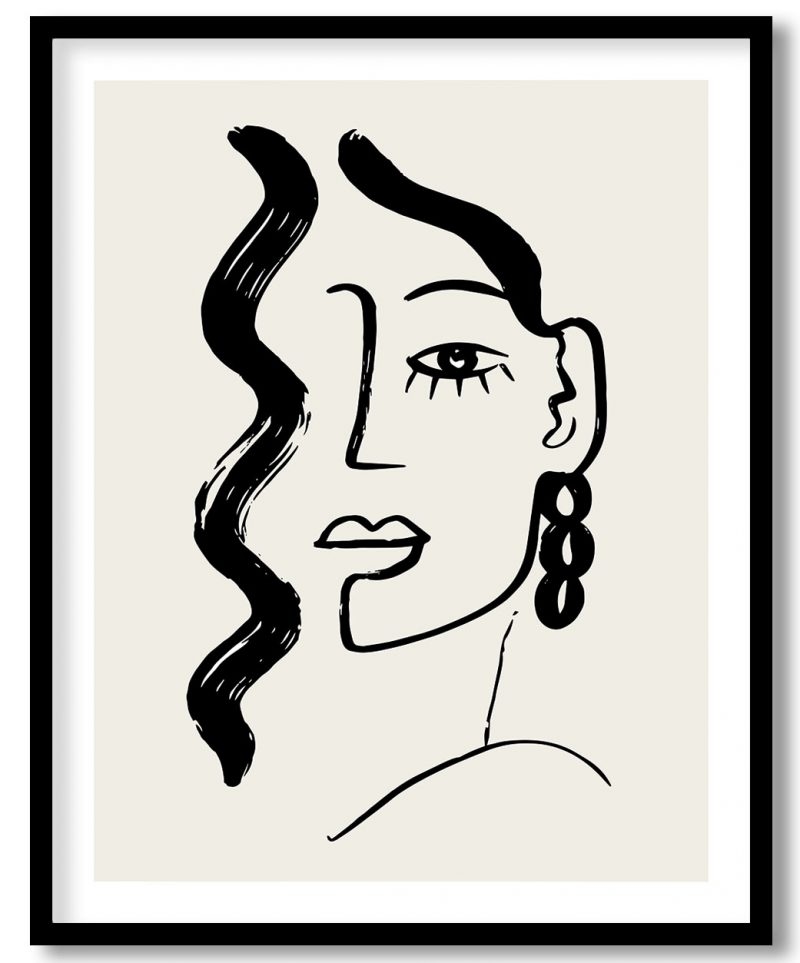 Abstract line drawing woman face figure