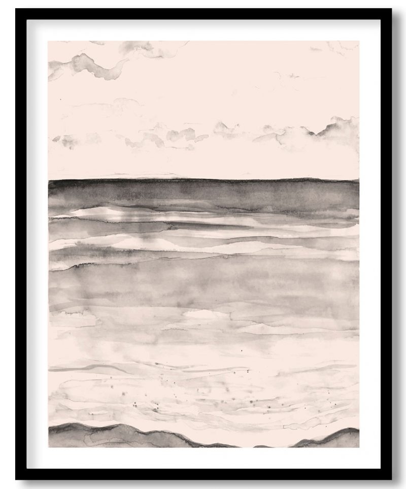 Abstract grayscale hand drawing sea