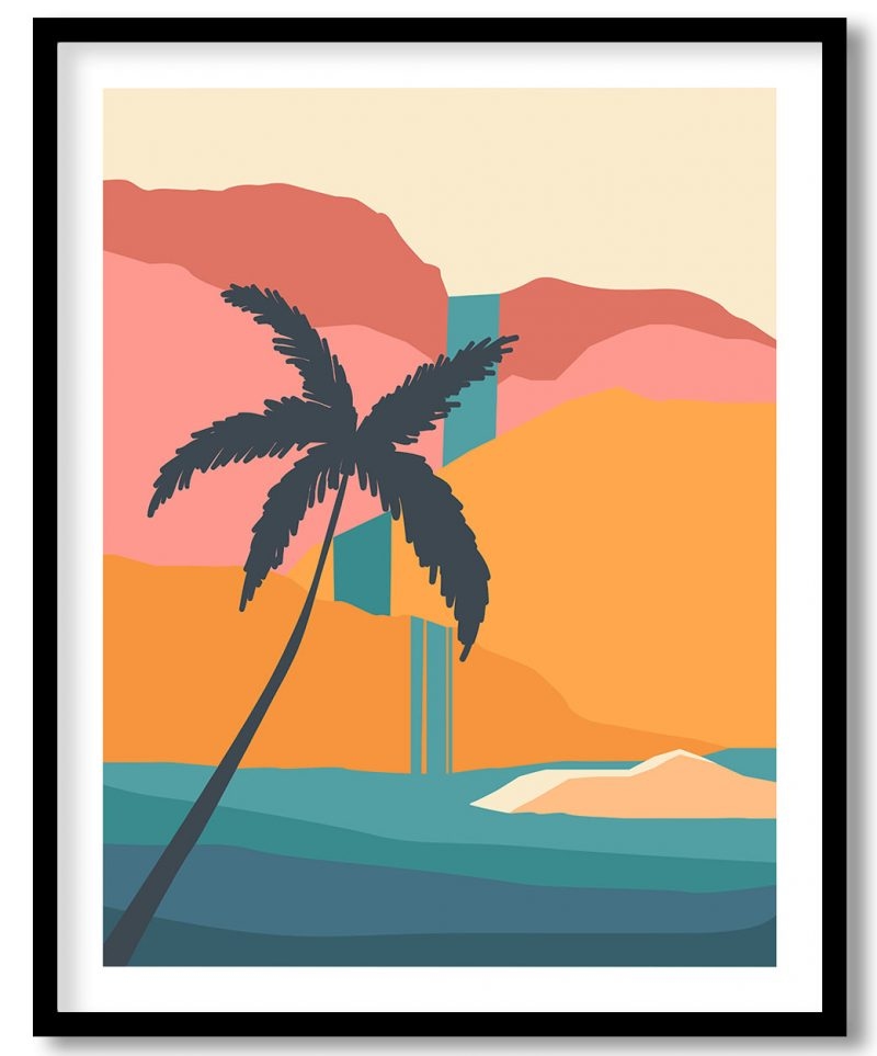 Palm and mountain boho art