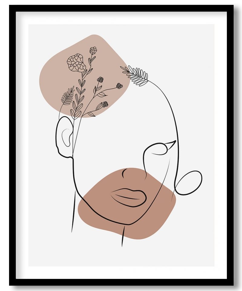 Abstract floral line drawing face figure #152