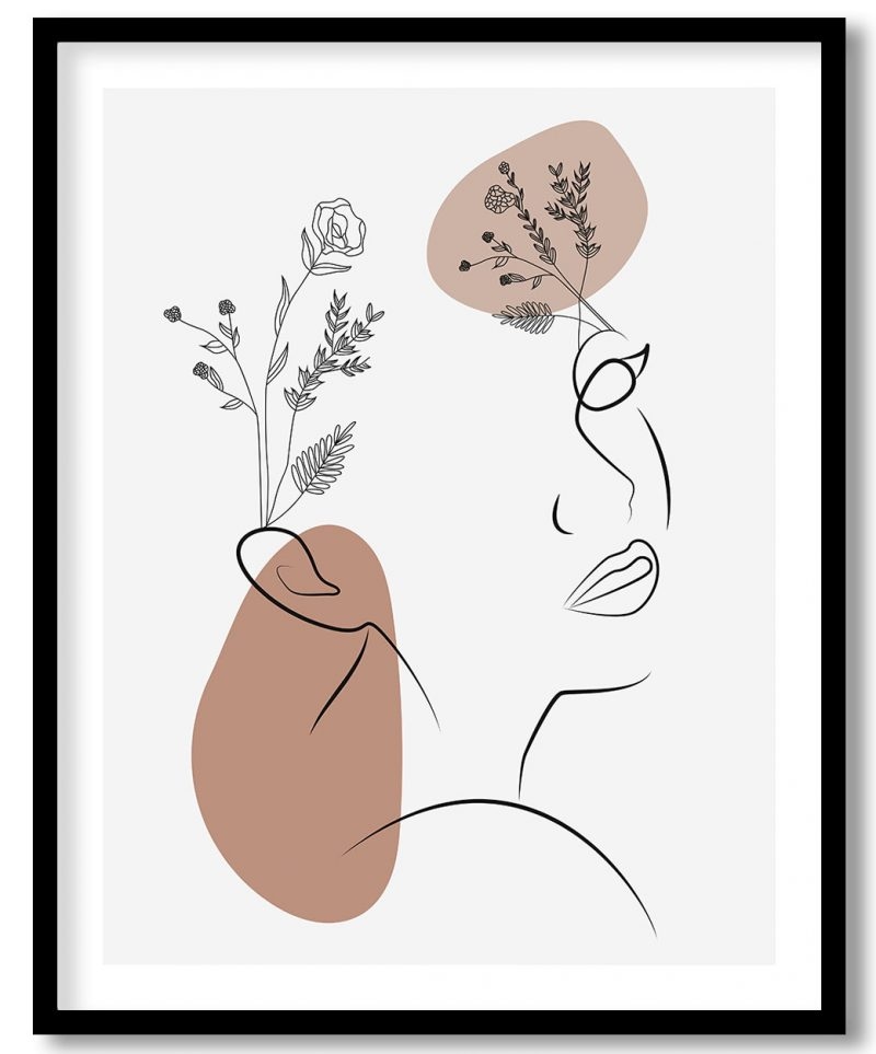 Abstract floral line drawing face figure #154