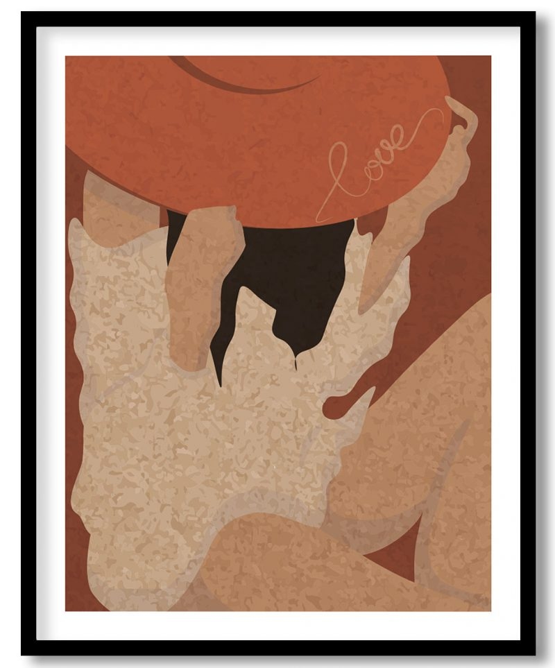 Modern triptych girl with hat