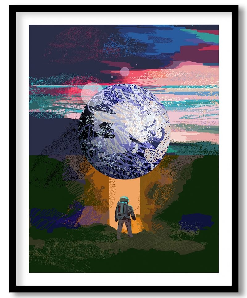 Abstract astronaut in space