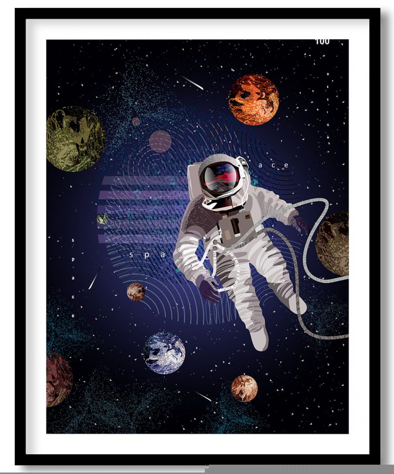 Astronaut flies in space