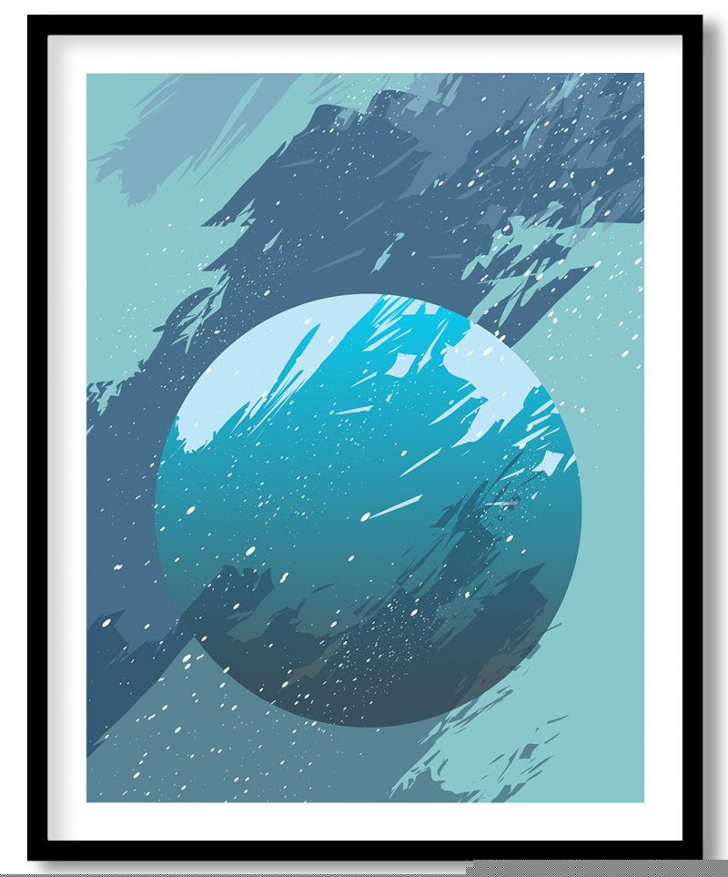 Abstract torquoise moon space