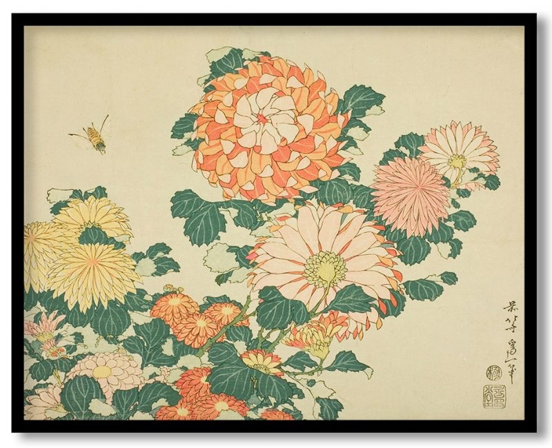 Chrysanthemums and bee by Katsushika Hokusai (1831-33)