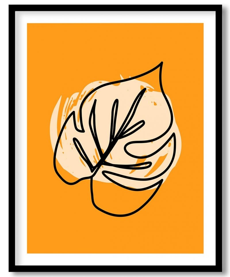 Abstract blob line drawing monstera leaf