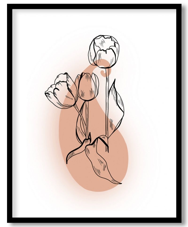 Tulip black line drawing flowers