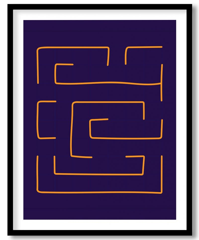 Abstract minimalistic blue yellow lines #88