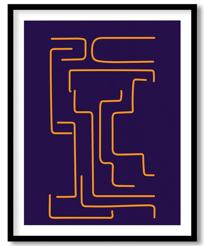 Abstract minimalistic blue yellow lines #90