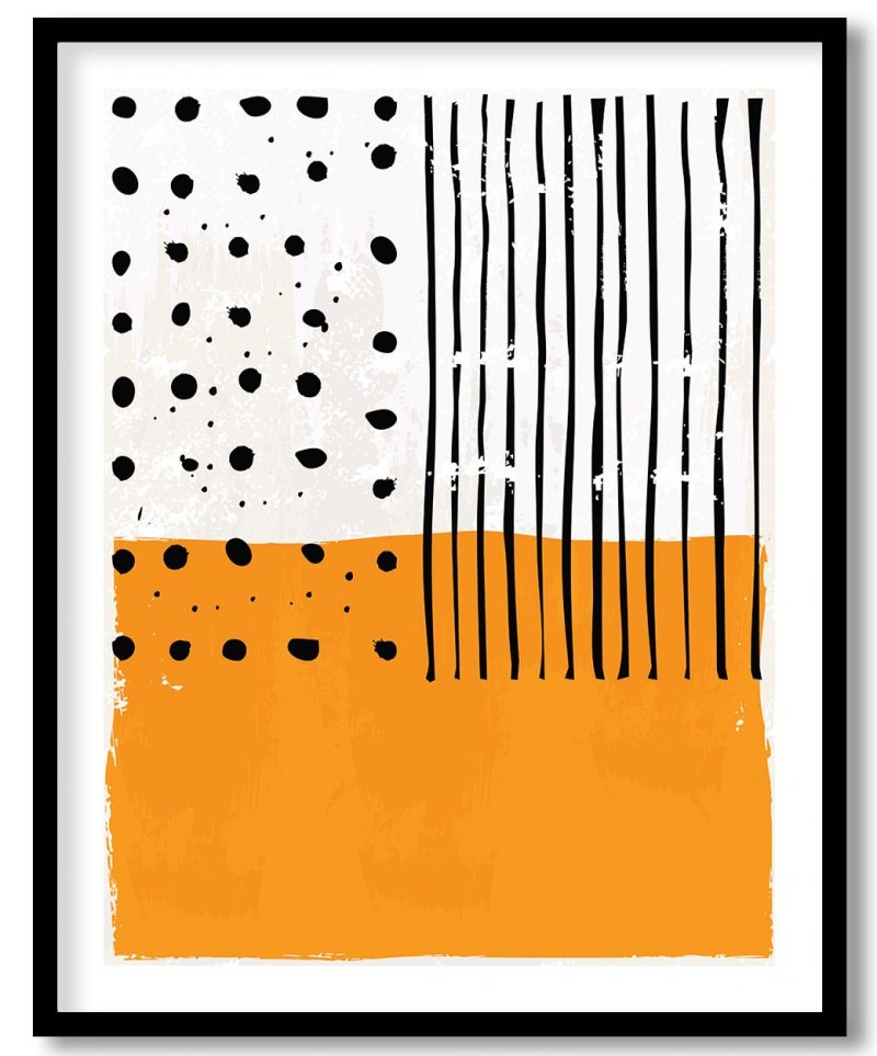 Abstract distressed yellow black art