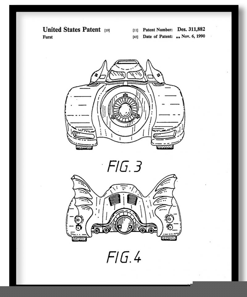 Batman batmobile front and rear view 1990