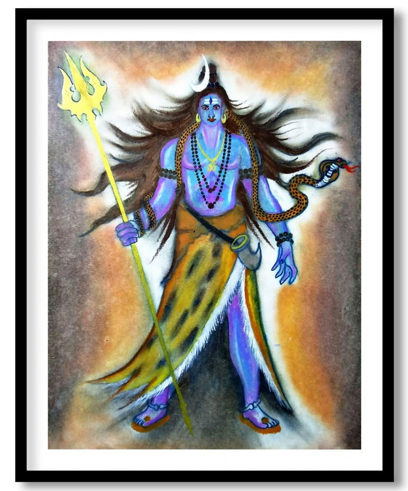 Shiva with trishul painting
