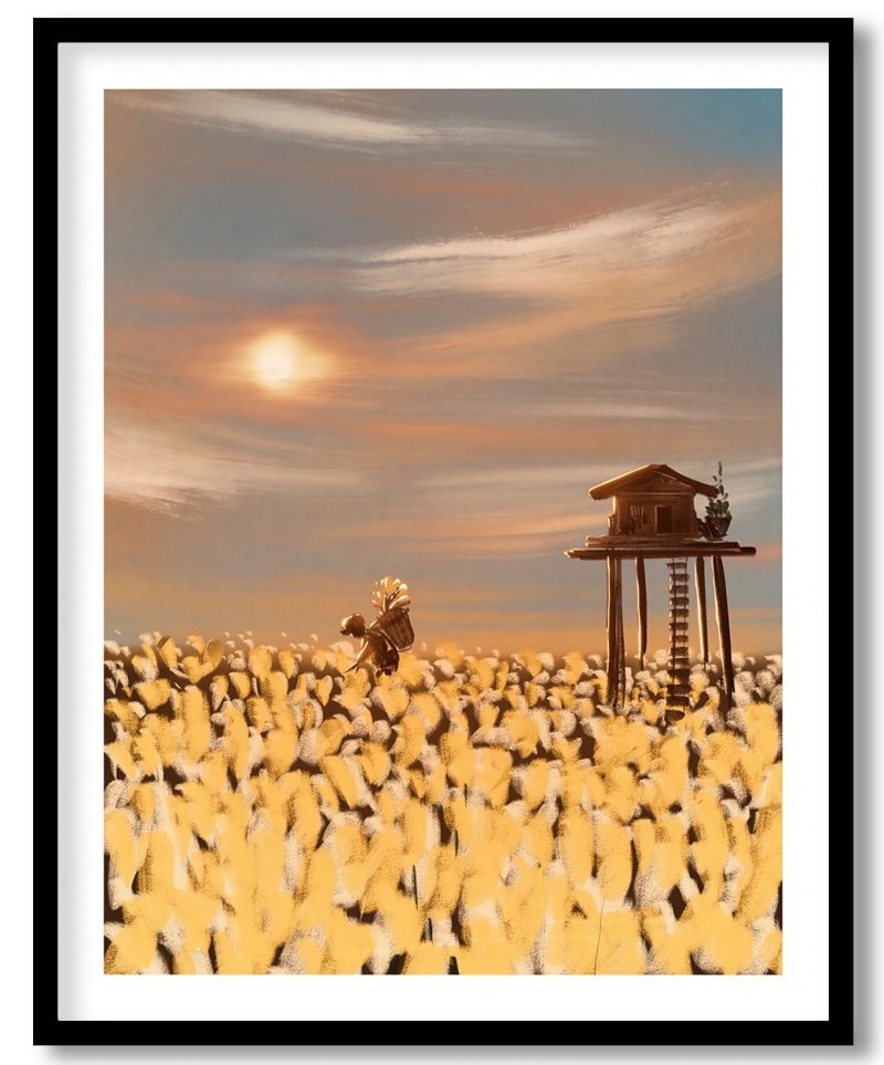 Fantasy honey bee flower landscape