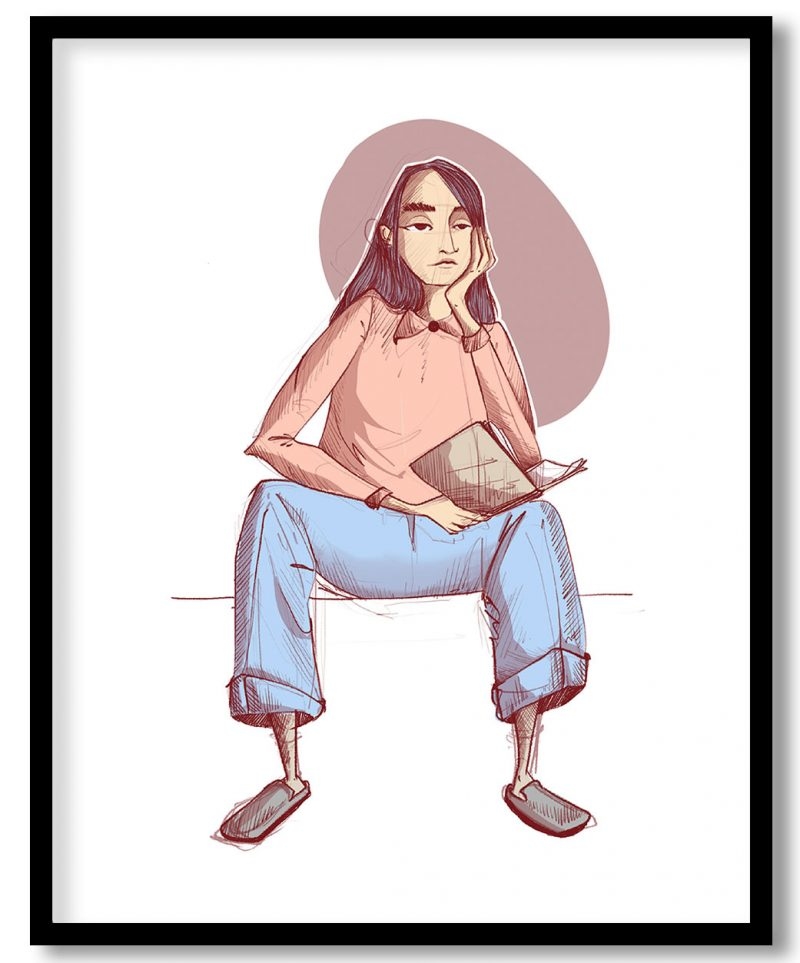 Girl sitting with book