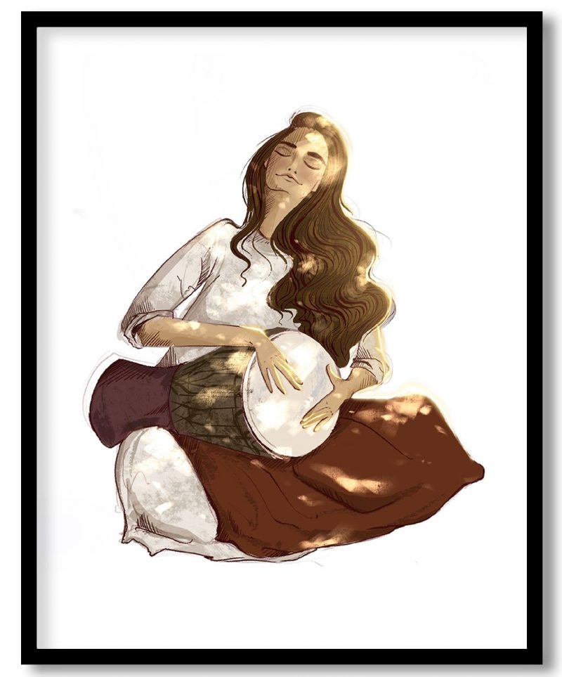 Woman playing hand drum