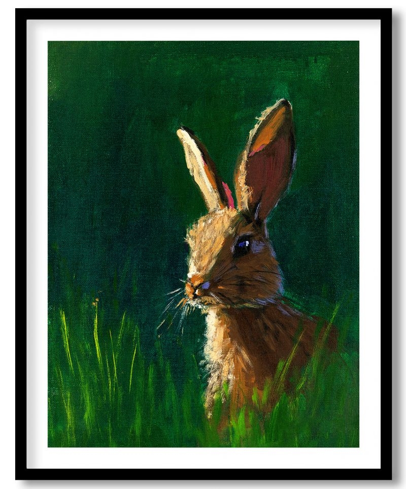 Rabbit in grass painting