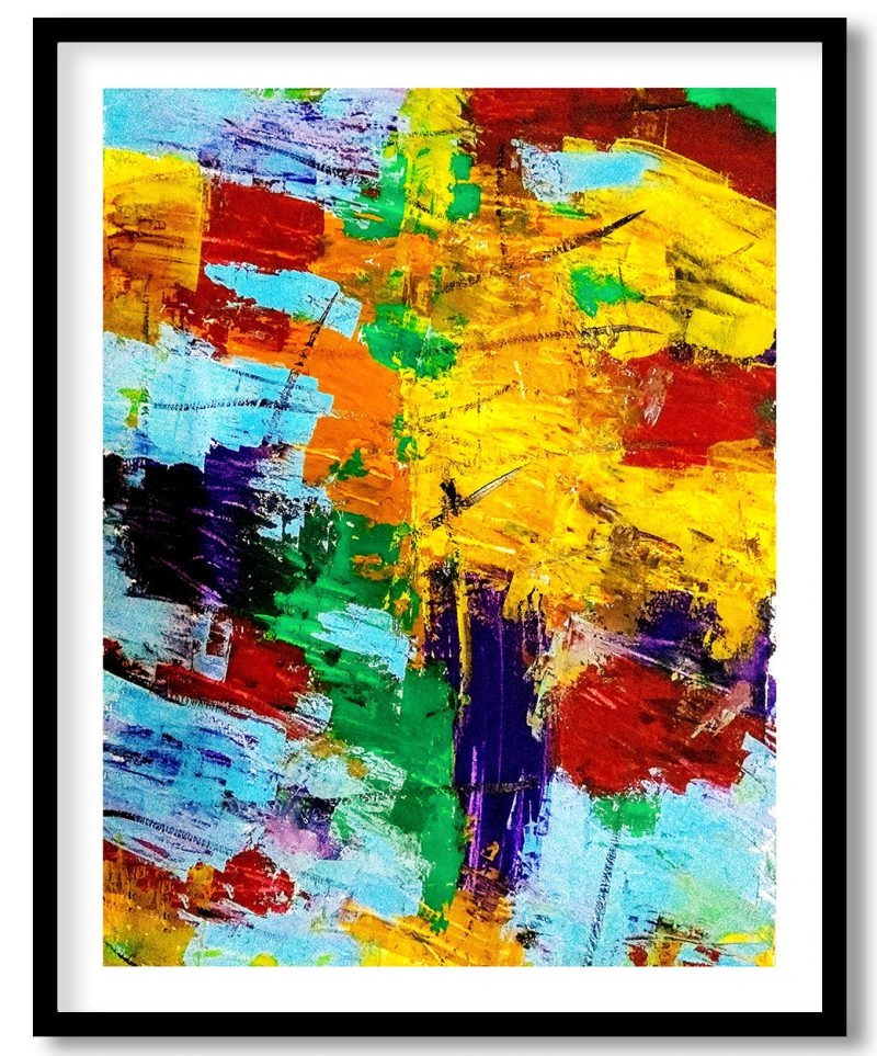 Chromatic brush aside abstract contemporary painting